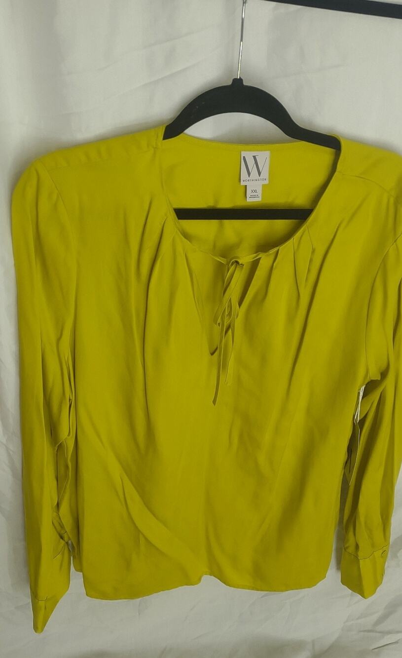 Womens Worthington Blouse New W/Tags XXL Citronelle(Lime Green)Color Retail $54